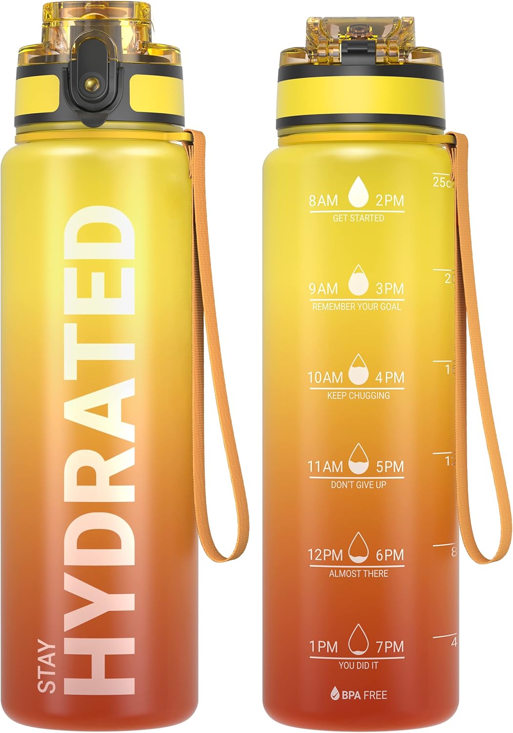 Sahara Sailor Water Bottle - Durable, Leakproof Tritan Design with Time Marker | BPA Free, 32/25/17oz Sizes