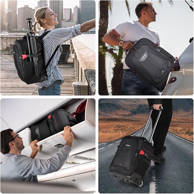 Neewer 2-in-1 Rolling Camera Backpack Trolley Case