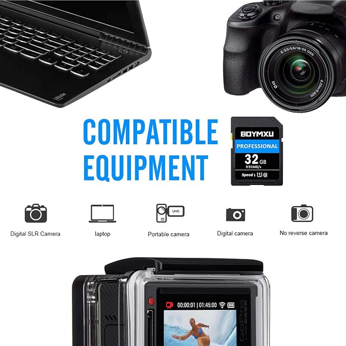 32GB Memory Card, BOYMXU Professional 1000 x Class 10 UHS-I U3 Card Compatible