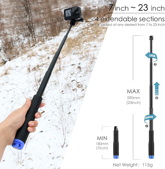 7''-23'' Extendable Selfie Stick
