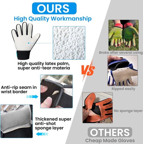 Jalunth Soccer Goalie Gloves - Youth Training Grip for Ages 4-14 | Anti-Skid Latex Palm