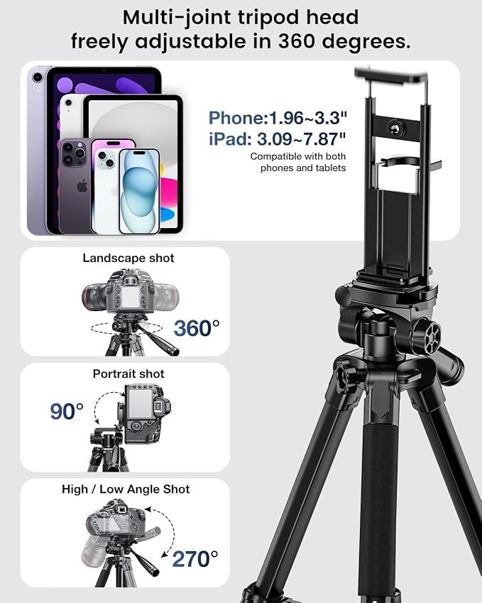 CAMBOFOTO 73" Camera Tripod and Monopod, Professional Aluminum Tripod Stand