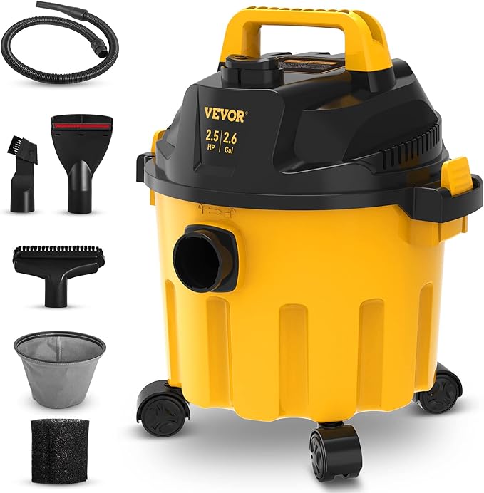 VEVOR Wet Dry Vacuum Cleaner Bundle - 5 Gallon 6 Peak HP and 2.6 Gallon 2.5 Peak HP Portable Shop Vacuums