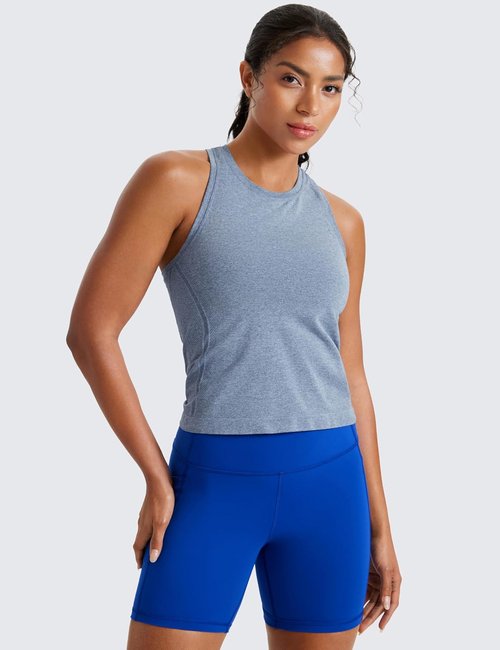 CRZ YOGA Seamless Workout Tank Tops for Women - Breathable Athletic Sleeveless Gym Shirts