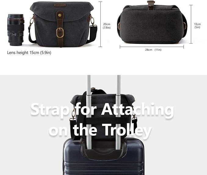 BAGSMART Camera Bag, SLR DSLR Canvas Crossbody Camera Case, Compact Camera