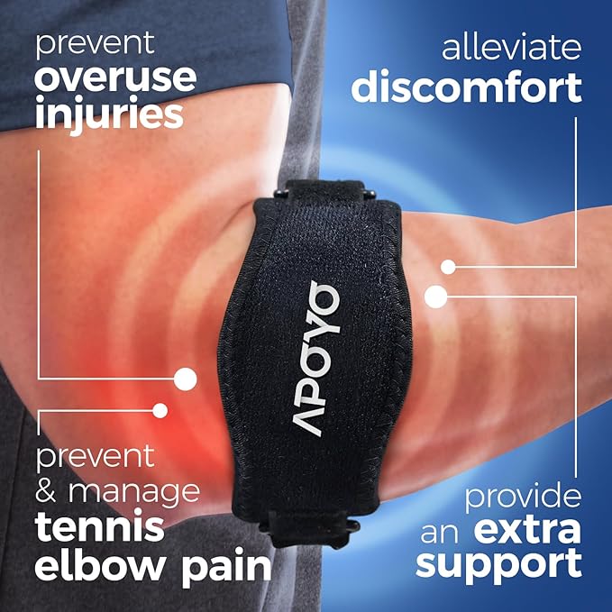 APOYO Tennis Elbow Brace, Elbow Brace for Tendonitis and Tennis Elbow Strap, Counterforce Arm Band for Tendon Relief for Men & Women