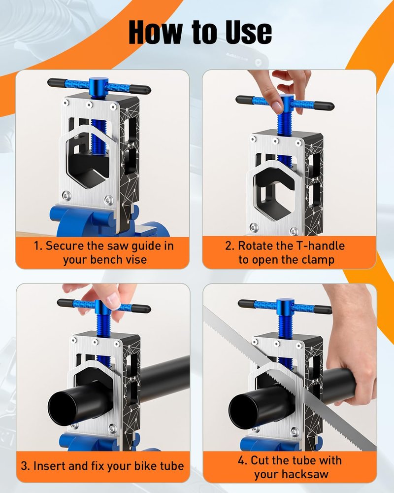Pawfly Bike Saw Guide for Road Mountain Bike Fork Steerer Seat Post Handlebar, Adjustable Cut Saw Guide with 1-1/8" Carbon Headset Spacers, Carbon Fiber Aluminum Alloy Tube Cutting Tool Cutting Guide