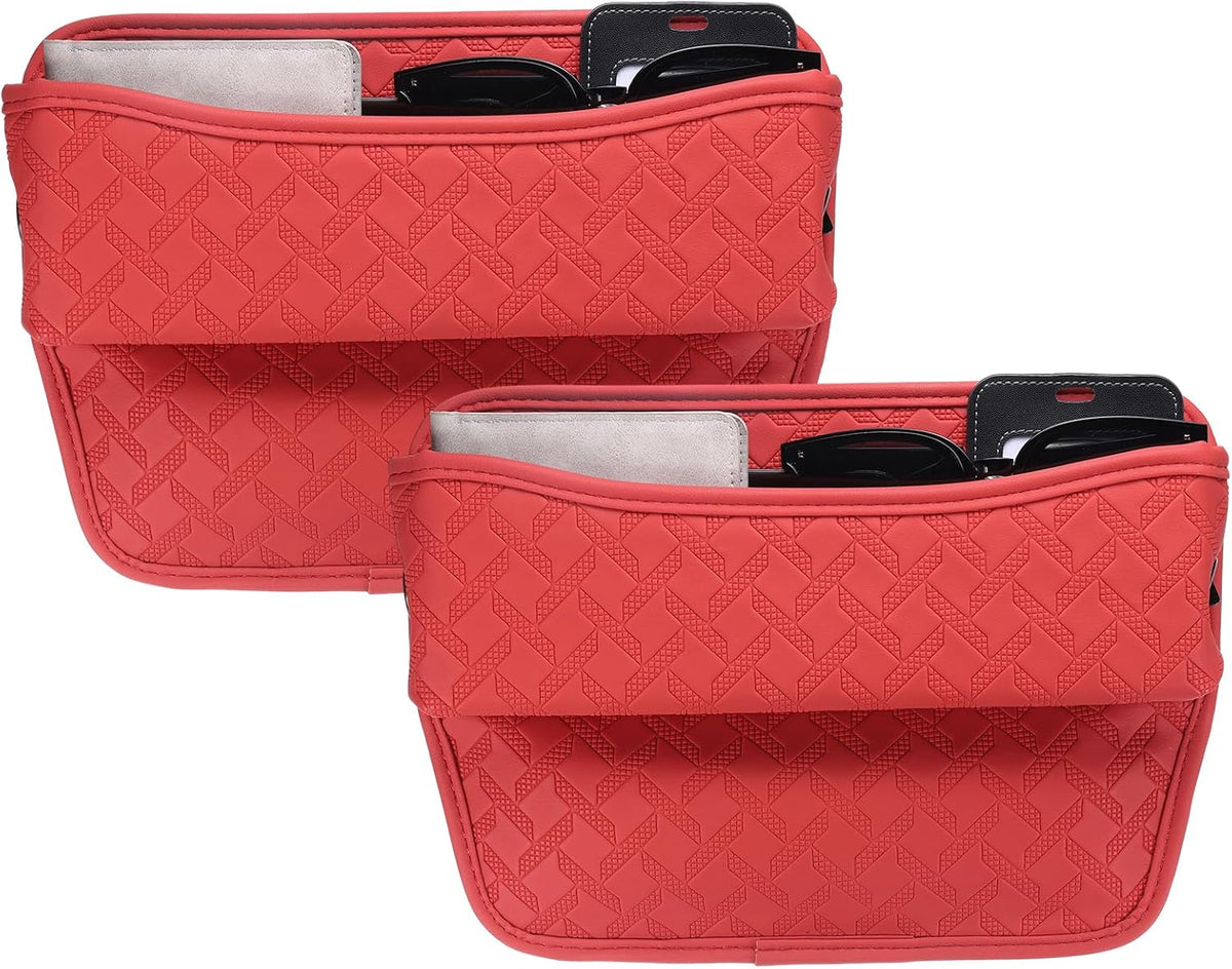 HARFINGTON 2pcs Car Seat Gap Filler Organizer 11.5 x 8 x 2.1 Inch Leather Universal Car Organizer Storage Box Between Seat and Console for Phone Sunglasses Keys, Blue