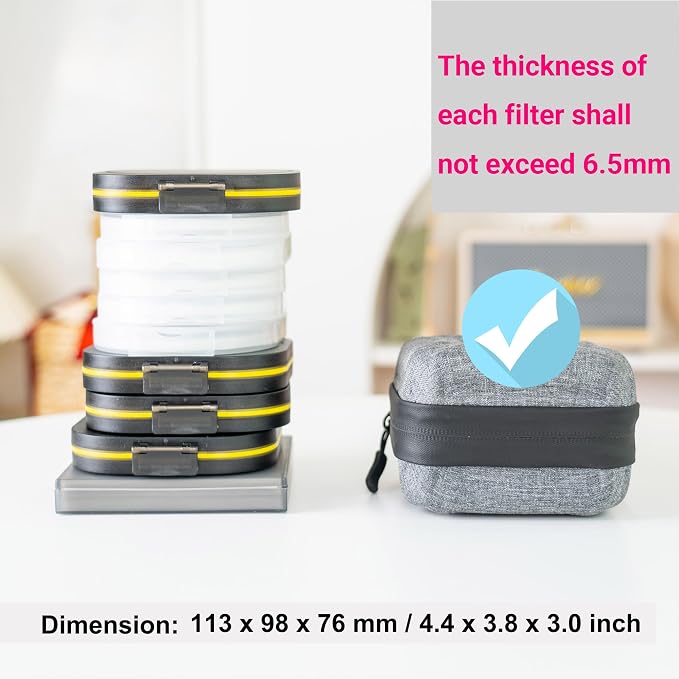JJC Hard Shell Camera Lens Filter Case Up to 67mm, Water Resistant & Dustproof