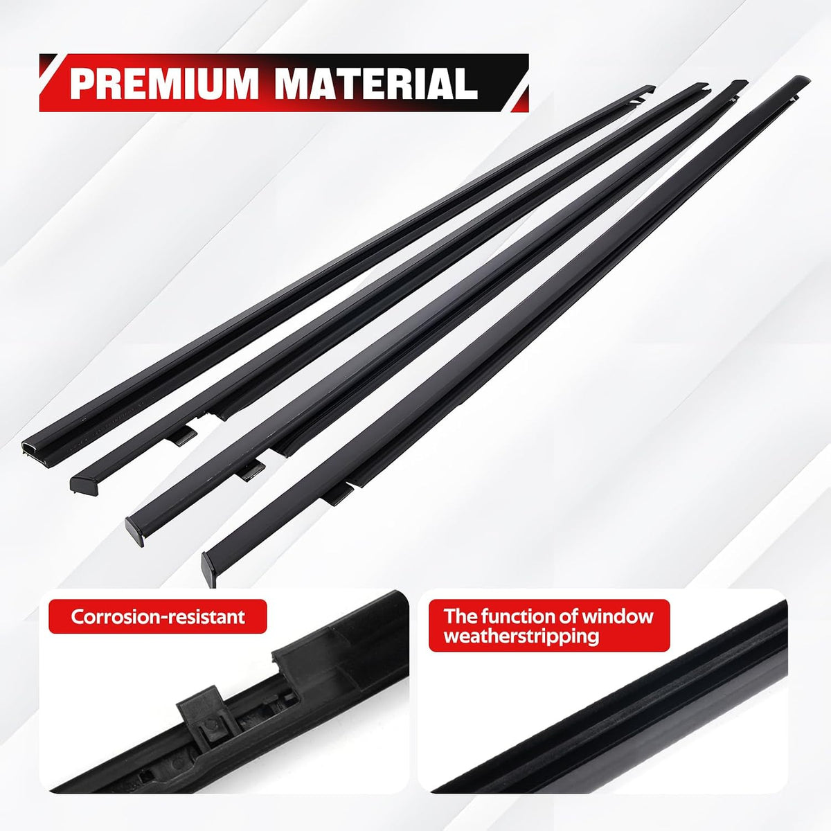4Pcs Window Weather Stripping Moulding Weatherstrip Trim Seal Belt Compatible with Honda Civic 2016-2021 4 Door Sedan, Replace#72450-TEA-T01 72410-TEA-T01 72950-TEA-T01 72910-TEA-T01
