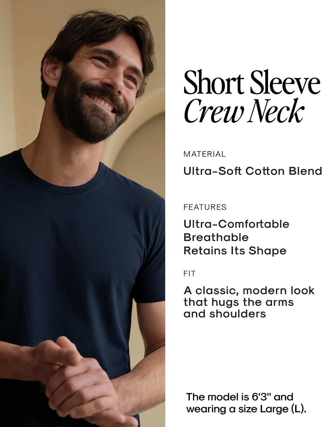 True Classic Men's T-Shirts - Short Sleeve Crew Neck Cotton Blend Tees for Comfort & Style