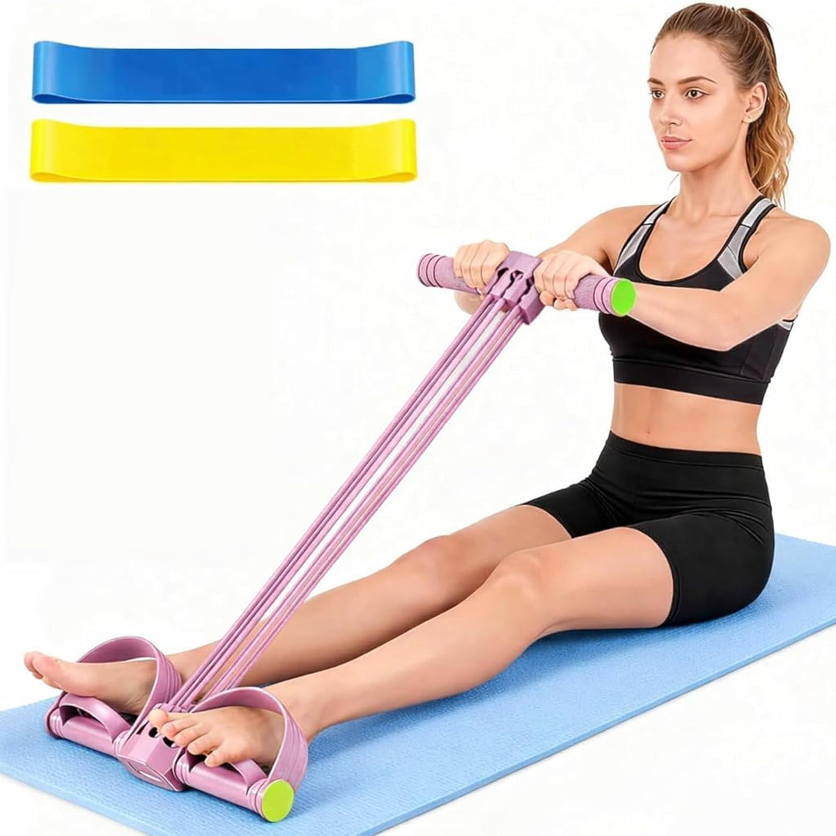 Upgrade Pedal Resistance Band - 6-Tube Detachable Yoga Bands for Full Body Stretching & Shaping