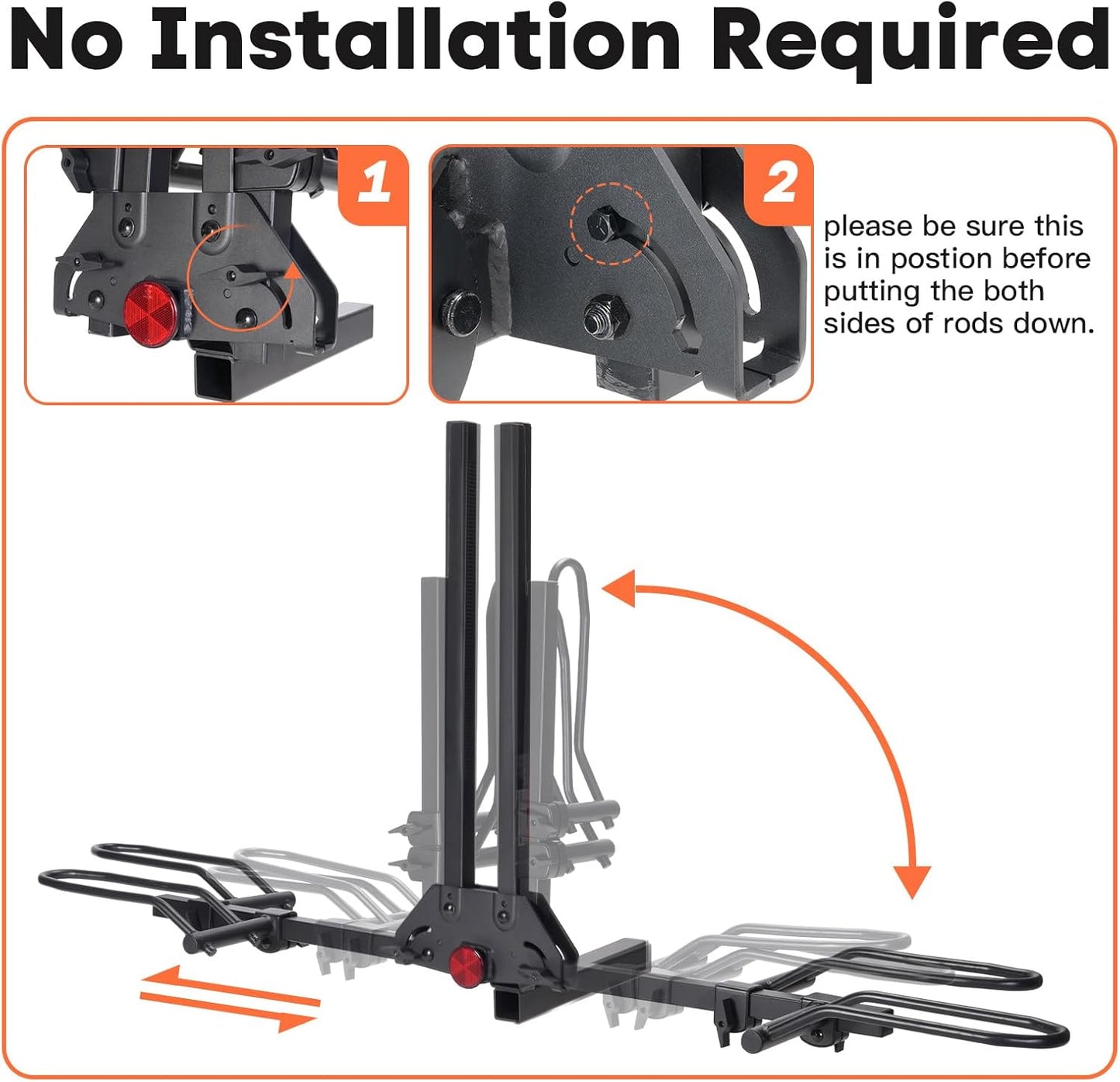 MagRack F2 Bike Rack, 200 lbs Electric Bike No Installation Bike Carrier for 2 Bike, Foldable Bike Racks for Tow Hitch 2'' Receiver Cars Trucks SUVs Minivans RV, Trailer