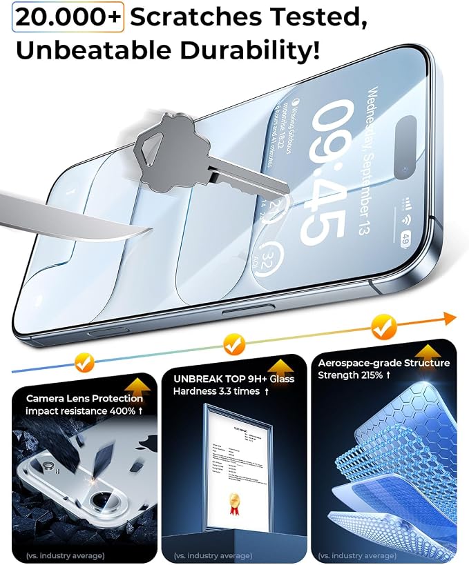 MRGLAS TOP 9H+ Glass 2+2 Packs for iPhone Air Privacy Screen Protector