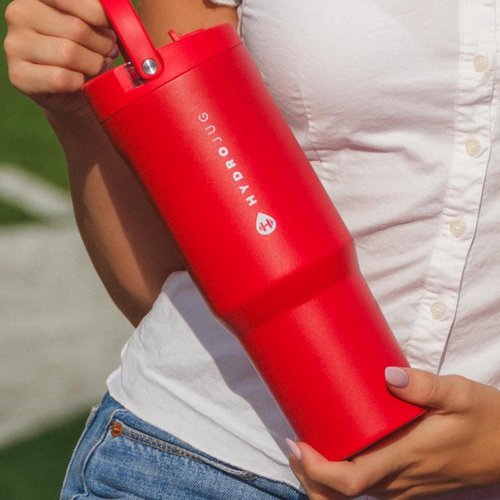 HydroJug Sport - 40oz Stainless Steel Tumbler with Straw | Vacuum Insulated & Leakproof, Ergonomic Design in Alumni Red