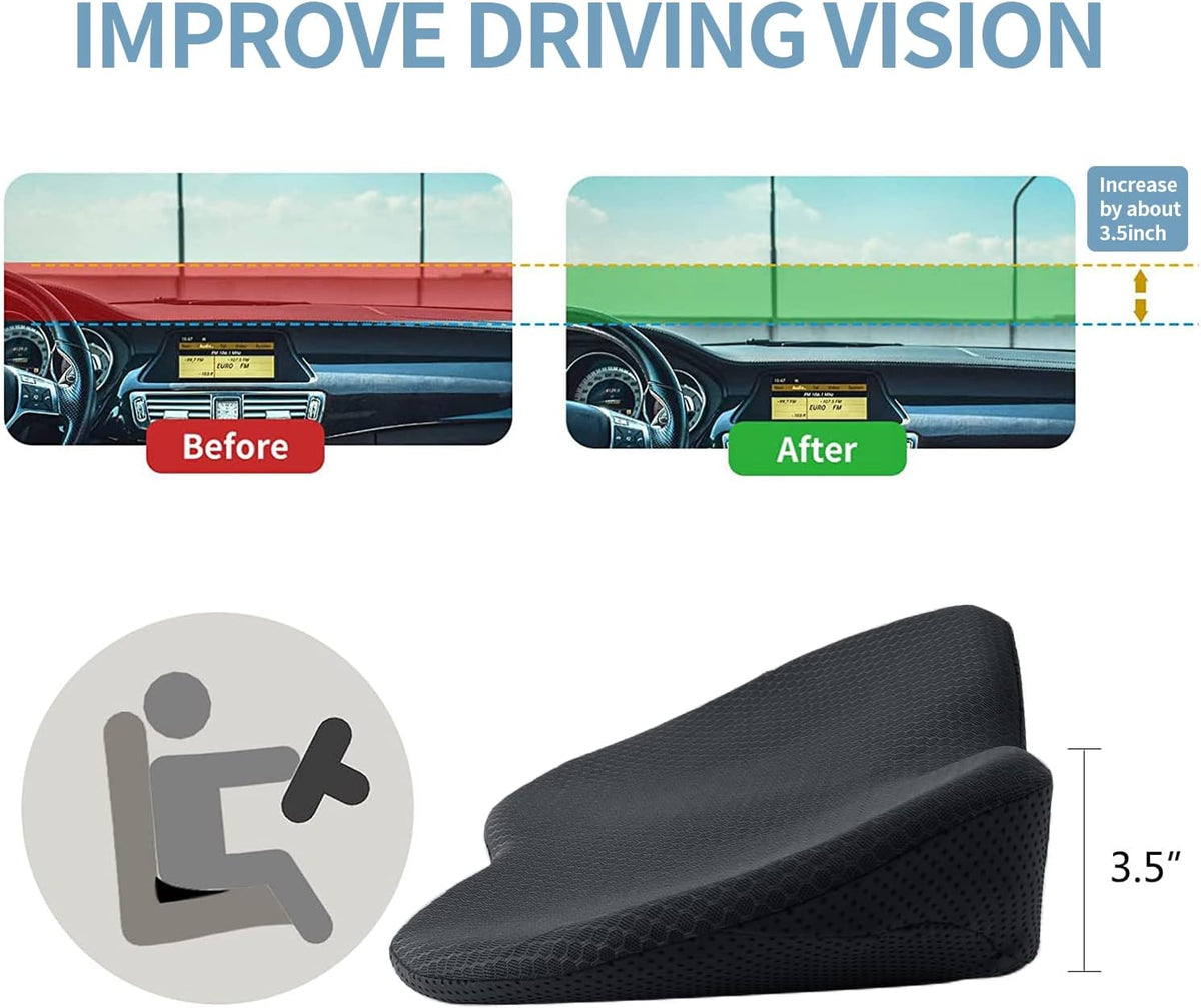Car Seat Cushion, Memory Foam Seat Pad for Sciatica and Lower Back Pain Relief, Seat Cushion for Car Seat Driver (Black)