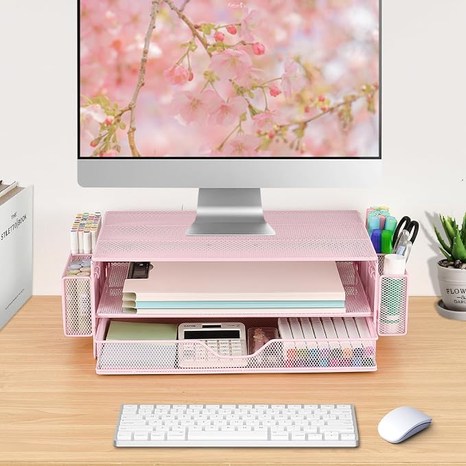 AUPSEN Computer Monitor Stands Riser，2-Tier Desk Organizers and Accessories