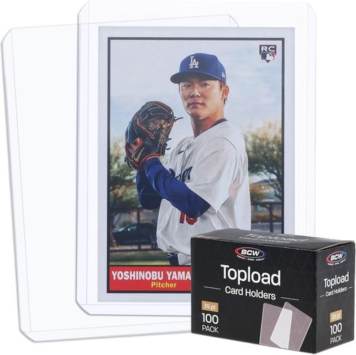 BCW 3x4 Topload Card Holders - 100 Pack | Rigid Protectors for Standard Size Cards Up to 35pt