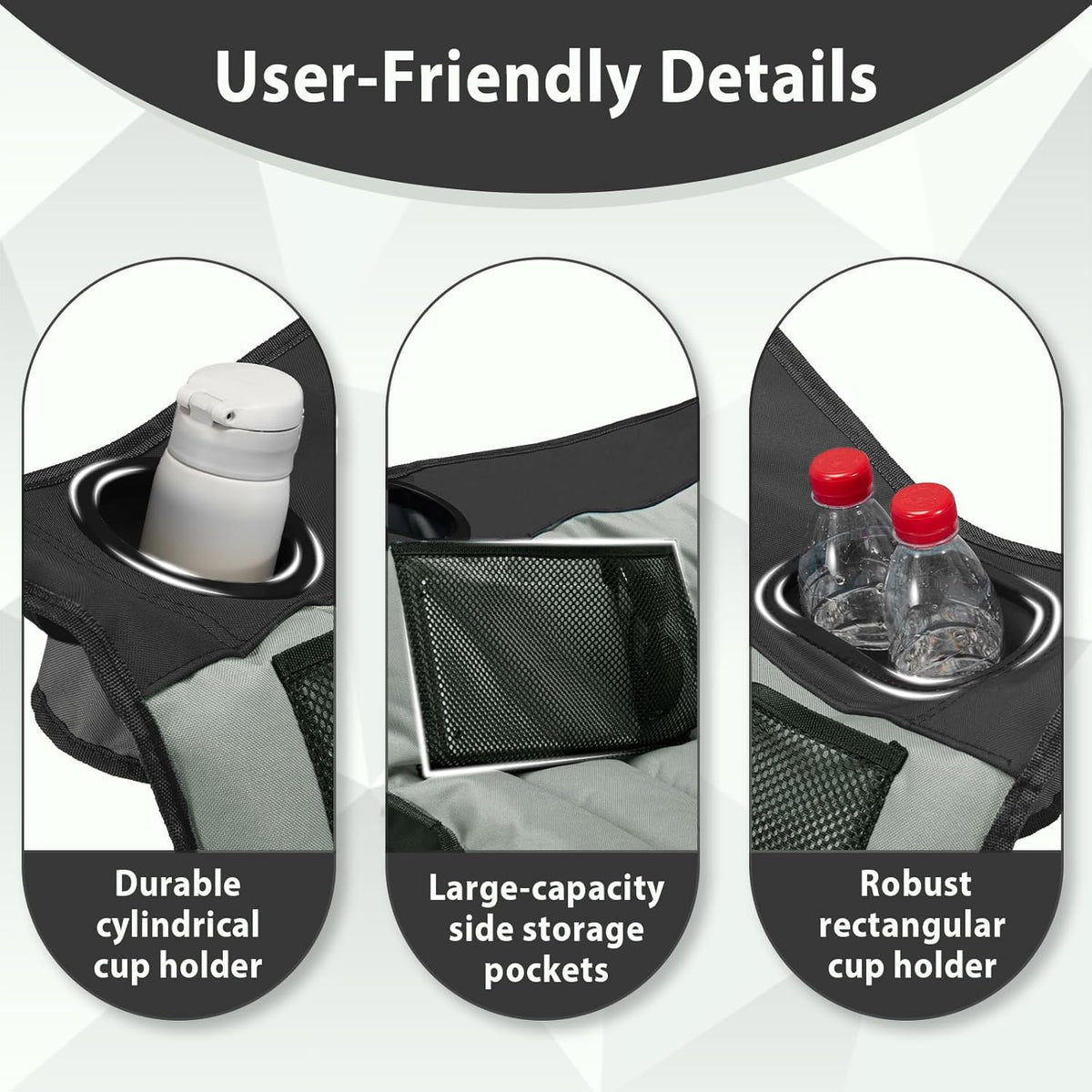 Youtanic Oversized Camping Chair - Portable Folding Design with Cup Holder & Side Pocket | Supports Up to 400lbs