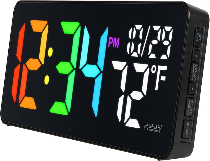 La Crosse Technology 513-1411 Color-Changing Digital LED Wall Clock