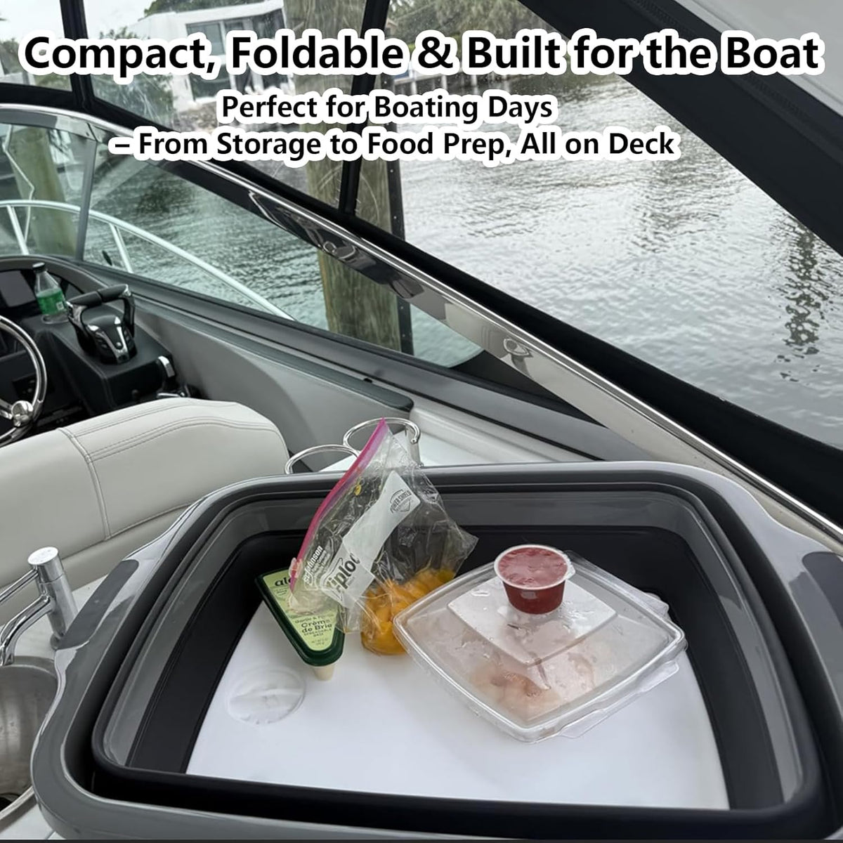 BBQ Prep Tub Collapsible with Cutting Board & Lid XXL 7.95 Gal / 66 lb Meat Marinating Basin & Barbecue Utensils - Grill Carry System - Outdoor - Gift for World Cup 2026