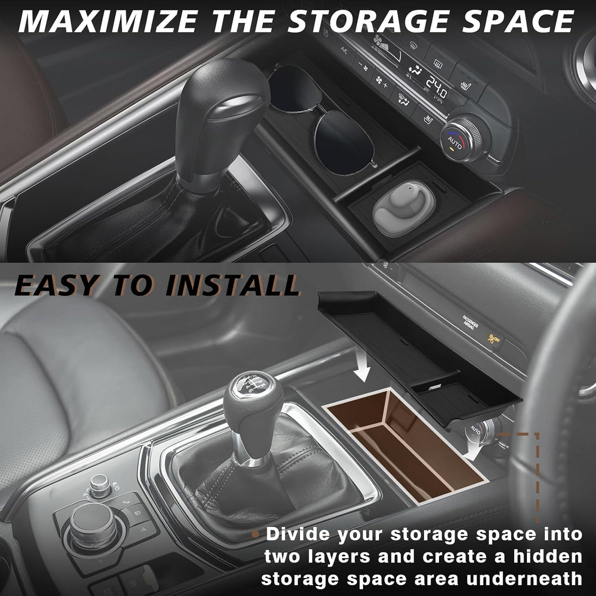Muslogy Front Console Organizer Cover for 2022 2023-2025 Mazda CX-5 CX5