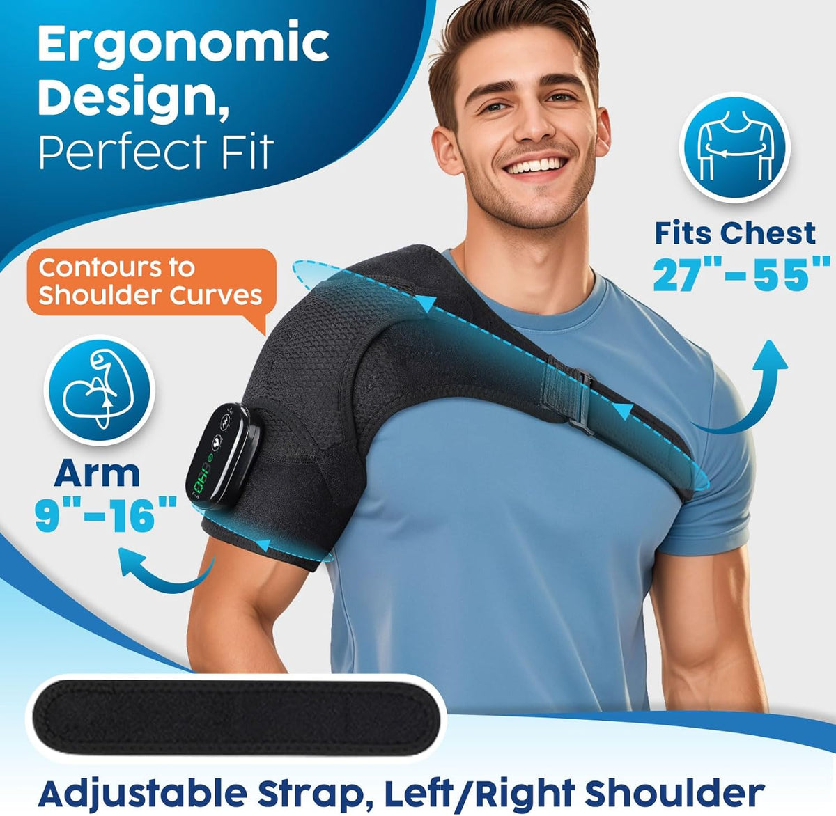 Skiennix Cordless Shoulder Heating Pad - Deep Tissue Massage & Pain Relief | FSA & HSA Eligible