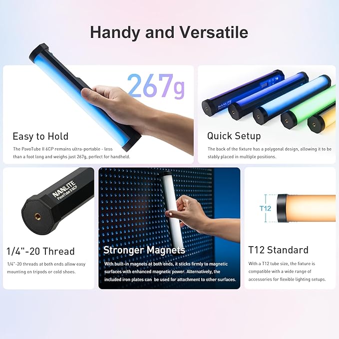NANLITE PavoTube II 6CP LED RGB Tube: 2400K-12000K Broader Color Temperature