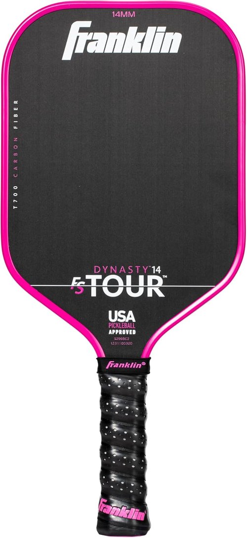 Franklin Sports Pro Pickleball Paddles - FS Tour Series Raw Carbon Fiber T700 - USA Approved - 14mm/16mm Core - Gray, Blue & Pink