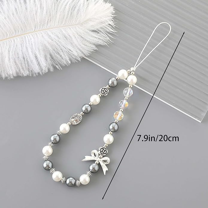 Beaded Phone Charm Lanyard Strap Girly Style Fixed Beads Pearl Lanyards