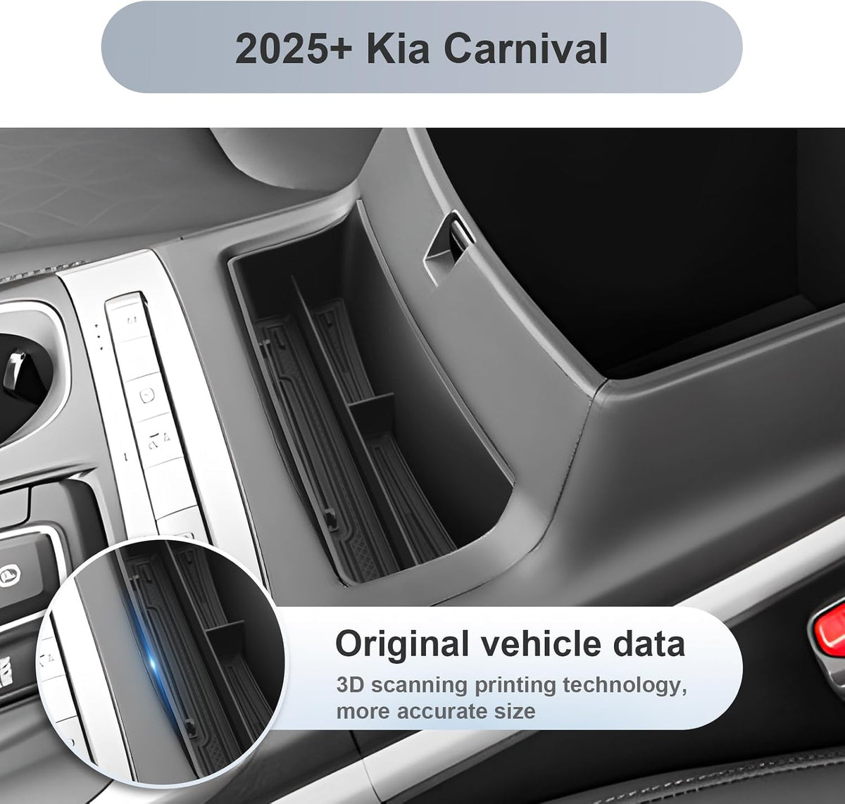 SKTU for 2025 2026 2027 Kia Carnival Center Console Organizer for 2025-2027 Kia Carnival (LX/LXS/EX/SX/SX Prestige) Front Console Tray Kia Carnival 2025 2026 2027 Accessories Front Console Organizer