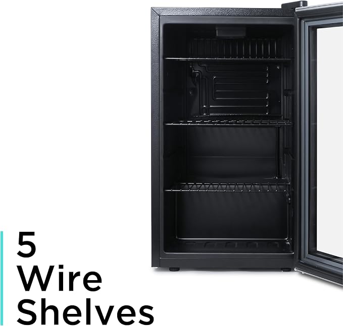 BLACK+DECKER 2.4 Cu. Ft. Beverage Cooler, BDB26HB | Beverage Fridge with Double Pane Glass Door, Drink Fridge with 76-Can Capacity for Home Bar, Home Office and More