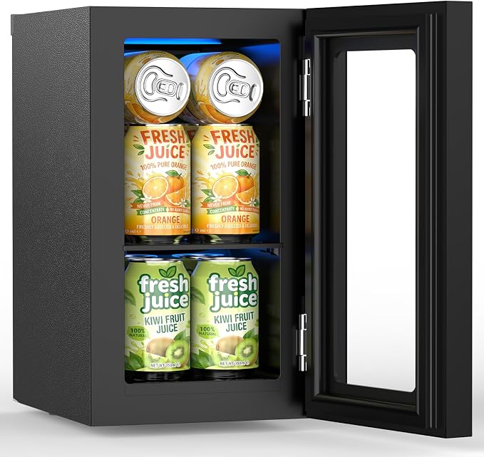 Electactic Wine Fridge Freestanding Counter-top, 12 Cans Wine Cellar Drink Cooler for Soda, Canned Beer, Adjustable Digital Temperature Control for Home Dorm Office, Black