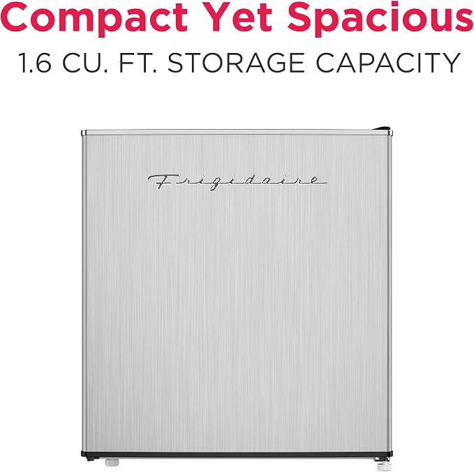Frigidaire EFR182 1.6 cu ft Stainless Steel Mini Fridge. Perfect for Home or The Office. Platinum Series, 1.8