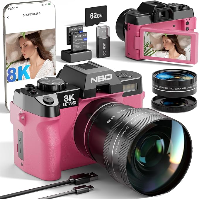 NBD 8K Digital Cameras for Photography, 64MP Camara Fotograficas, Travel