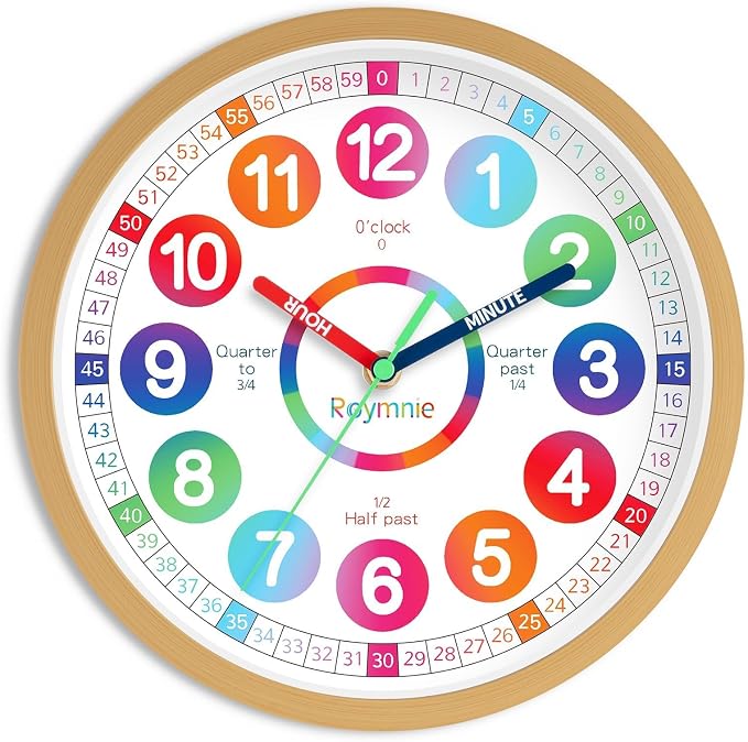Roymnie Wall Clock Battery Operated 14 Inch Silent Non Ticking Large Teaching