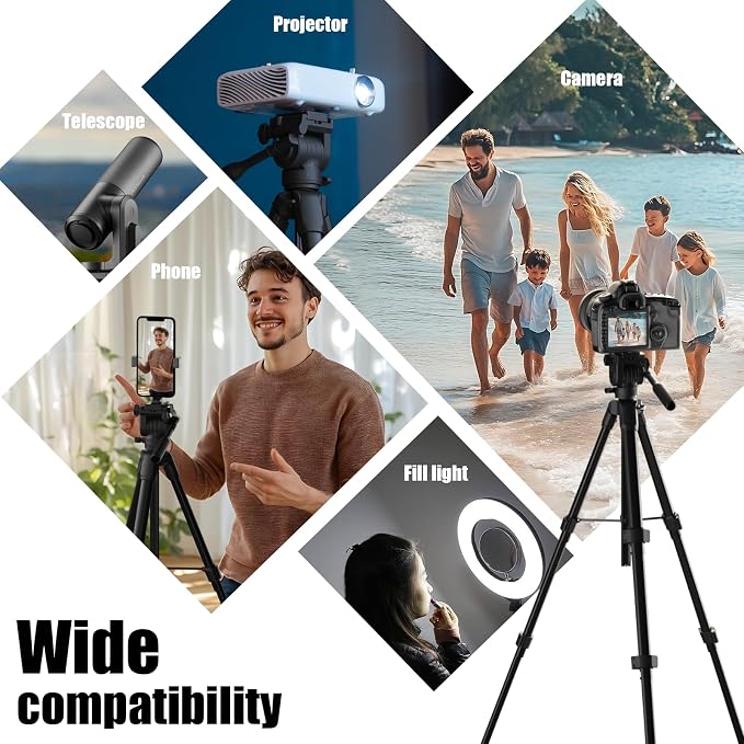 Camera Tripod, Travel Tripod for Camera Canon EOS Rebel Nikon, Compatible