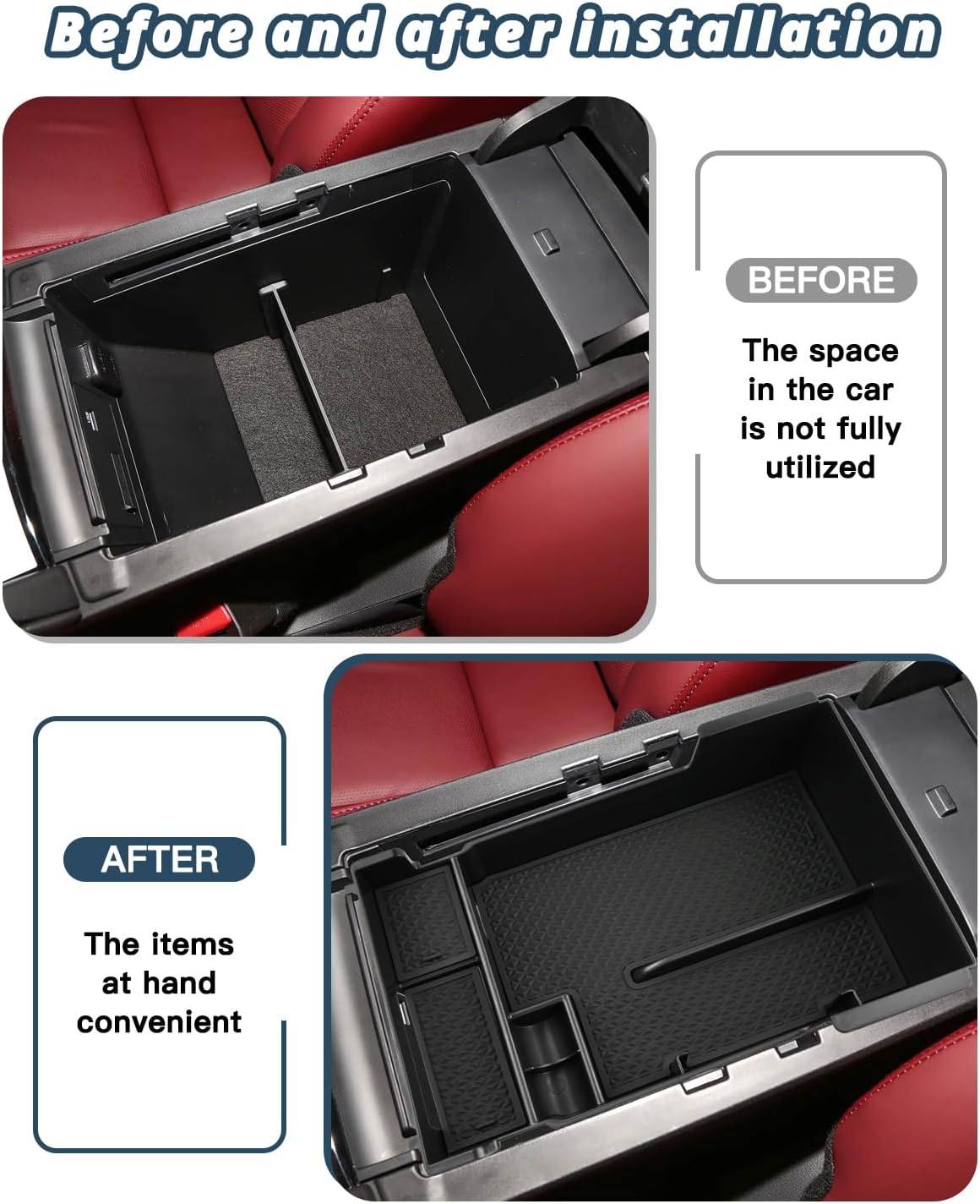 Ruiya 2019-2025 2026 Mazda3 Center Console Organizer for Mazda3 Hatchback/Sedan Accessories ABS Material Armrest Console Organizer Compatible with 2019-2022 2023 2024 2025 2026 Mazda Mazda3