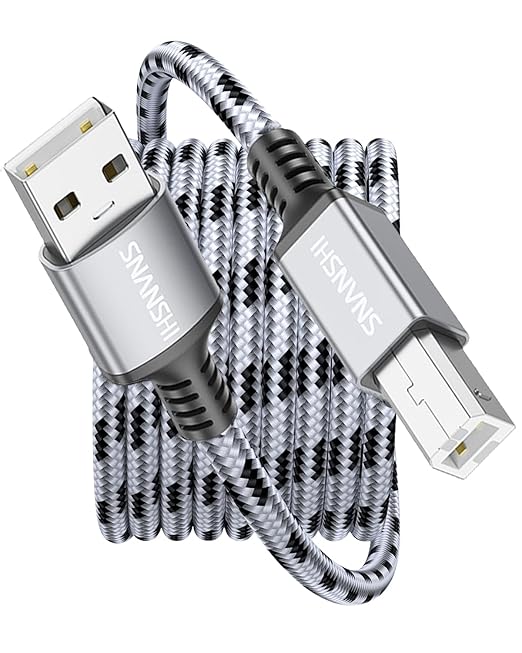 SNANSHI USB Printer Cable 30ft, Nylon Braided High Speed USB 2.0 Type A Male to