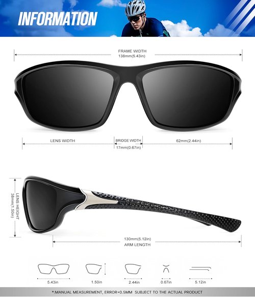 KALIYADI Polarized Sunglasses - Men's UV Protection Sports Glasses for Fishing & Cycling | 4 Pack