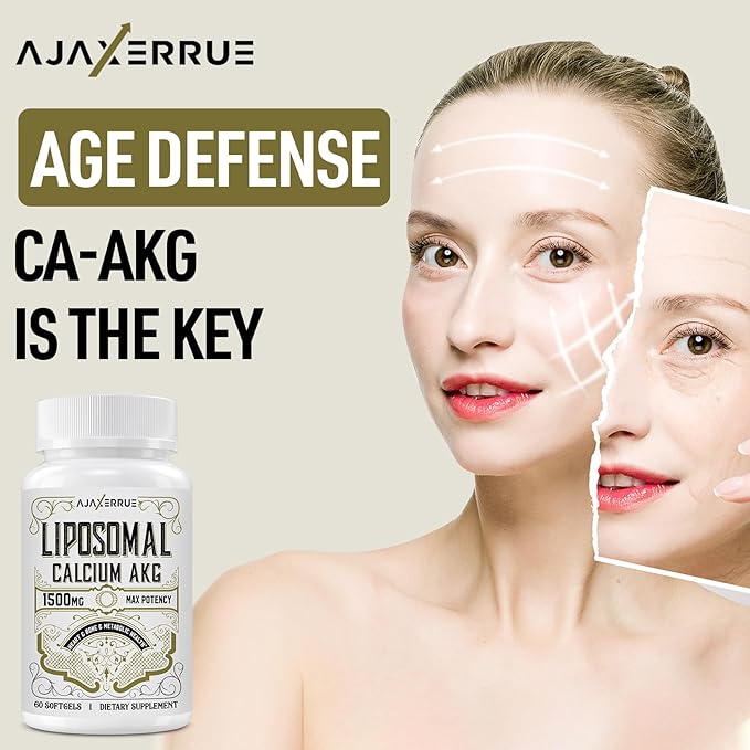 Liposomal Calcium AKG Supplement 1500 MG (Alpha-Ketoglutaric Acid), High Absorption, More Effective Than AAKG, Ca AKG for Longevity, Age Defense, Cellular Energy, Metabolic Function, 240 Softgels