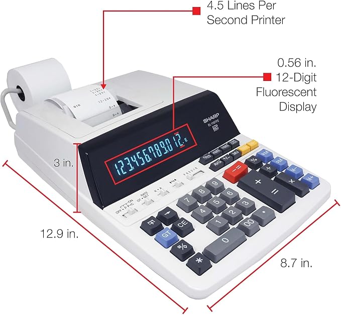 Sharp EL-1197PIII Heavy Duty Color Printing Calculator
