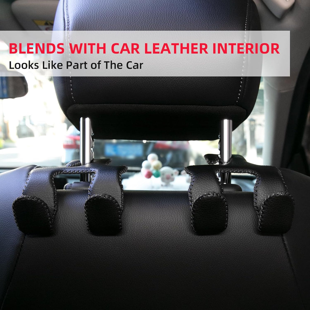Car Hooks for Purses and Bags,Car Purse Holder Upgraded 2 in 1 Durable Hanger Leather Headrest Hook Car Back Seat Organizer Storage for Purse Car Interior Accessories,2-Pack,Black