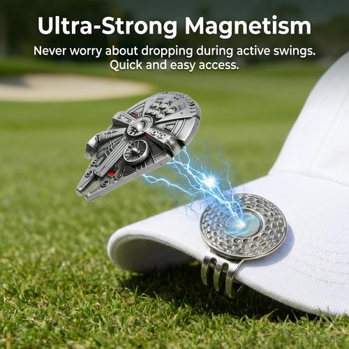 Funny Golf Ball Marker with Magnetic Hat Clip, 1-Pack Unique Spacecraft Design Golf Marker for Putting Green, Easy to See on Green, Durable Zinc Alloy Personalized Golf Accessories Gift for Men Women