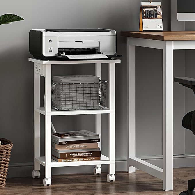 TUTOTAK 3 Tier Printer Stand, Rolling Printer Cart