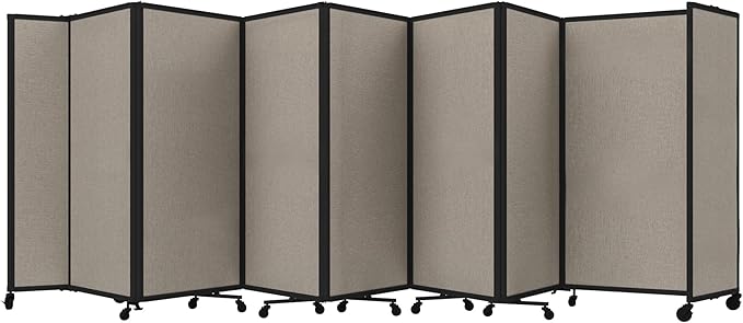 Versare Room Divider 360 Portable Wall Partition | Folding Panels | Large Freestanding Divider | Locking Wheels | Temporary Room Separator