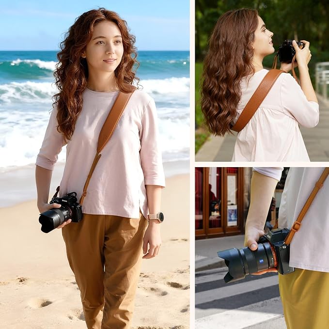 1.8”Wide Camera Strap, Fashionable PU Leather Camera Strap