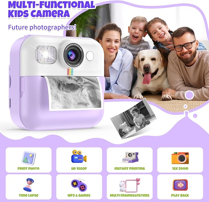 BOFIDAR Instant Print Camera for Kids, Children Digital Camera Video Toddler