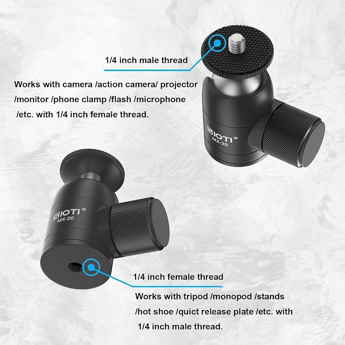 SIOTI Mini Tripod Ball Head, Swivel Mini Ball Head, Panoramic 360° Vertical Pan