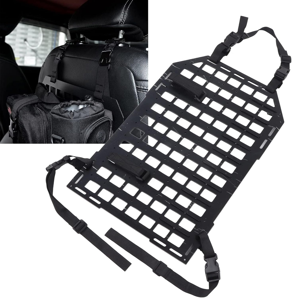 21.65x14.17in Backseat Storage Holder, Backseat Car Organizer Molle Insert Panel with Fastening Straps for Cars SUVs